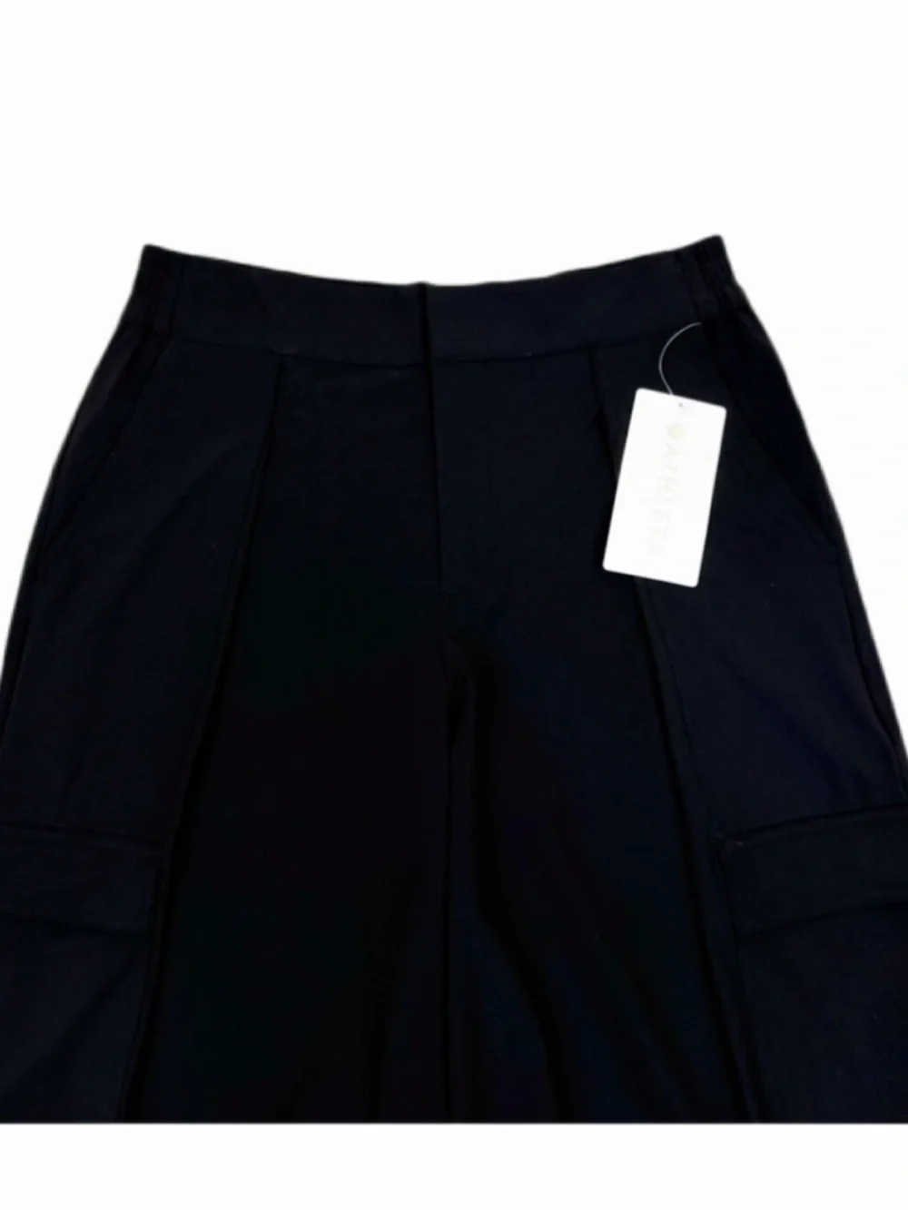 Athleta Pinnacle Cargo Trouser Pants Wide Leg High Rise Pockets Black Size 10 - Picture 8 of 12